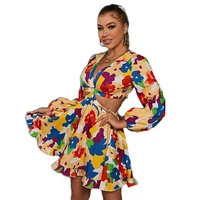 floral print color block sexy backless mini dress ruffles a line holiday beach women dresses elegant party dress hollow out