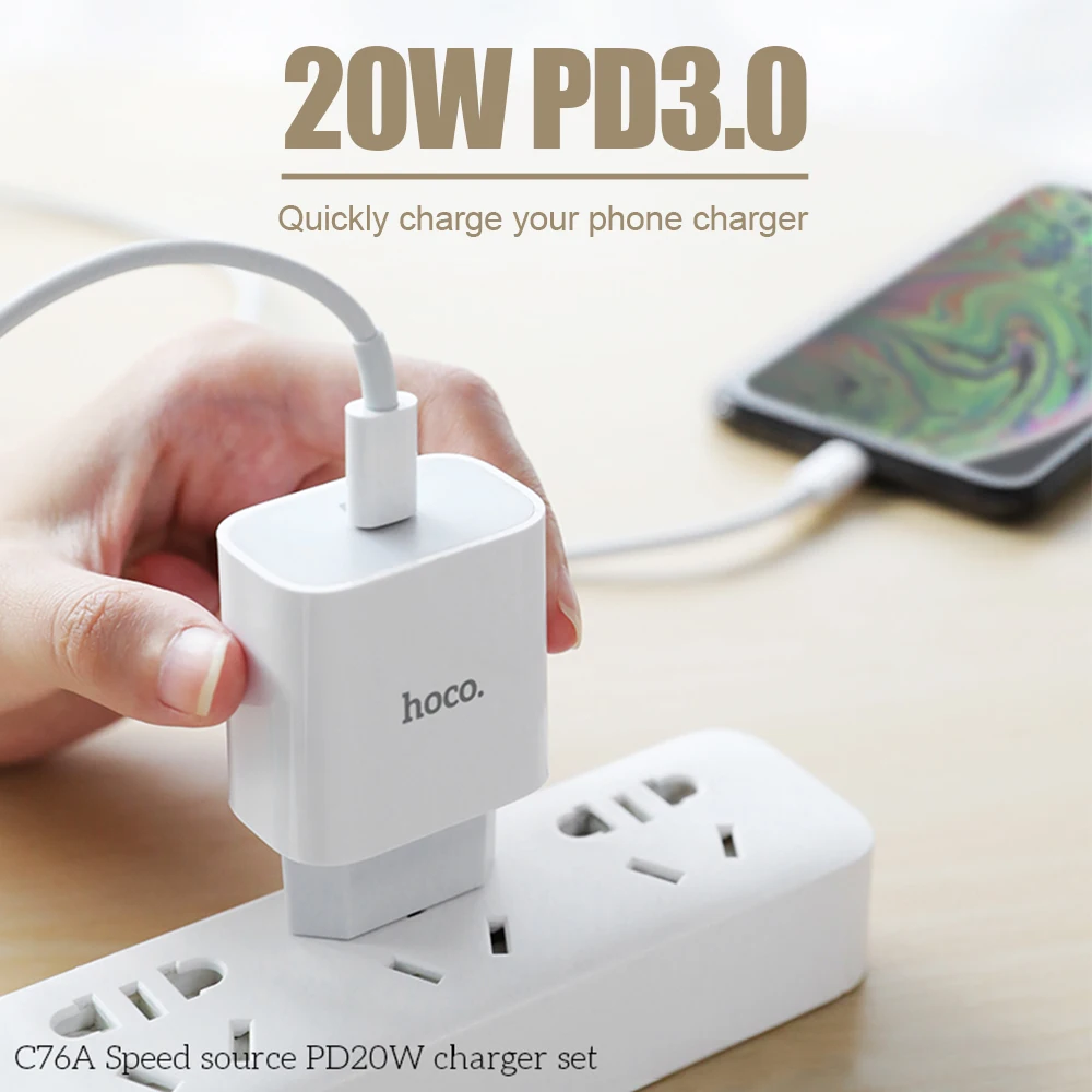 

HOCO PD 3.0 Fast USB Charger Adapter Support FCP QC Protocol For iPhone IOS Andorid System Smartphones