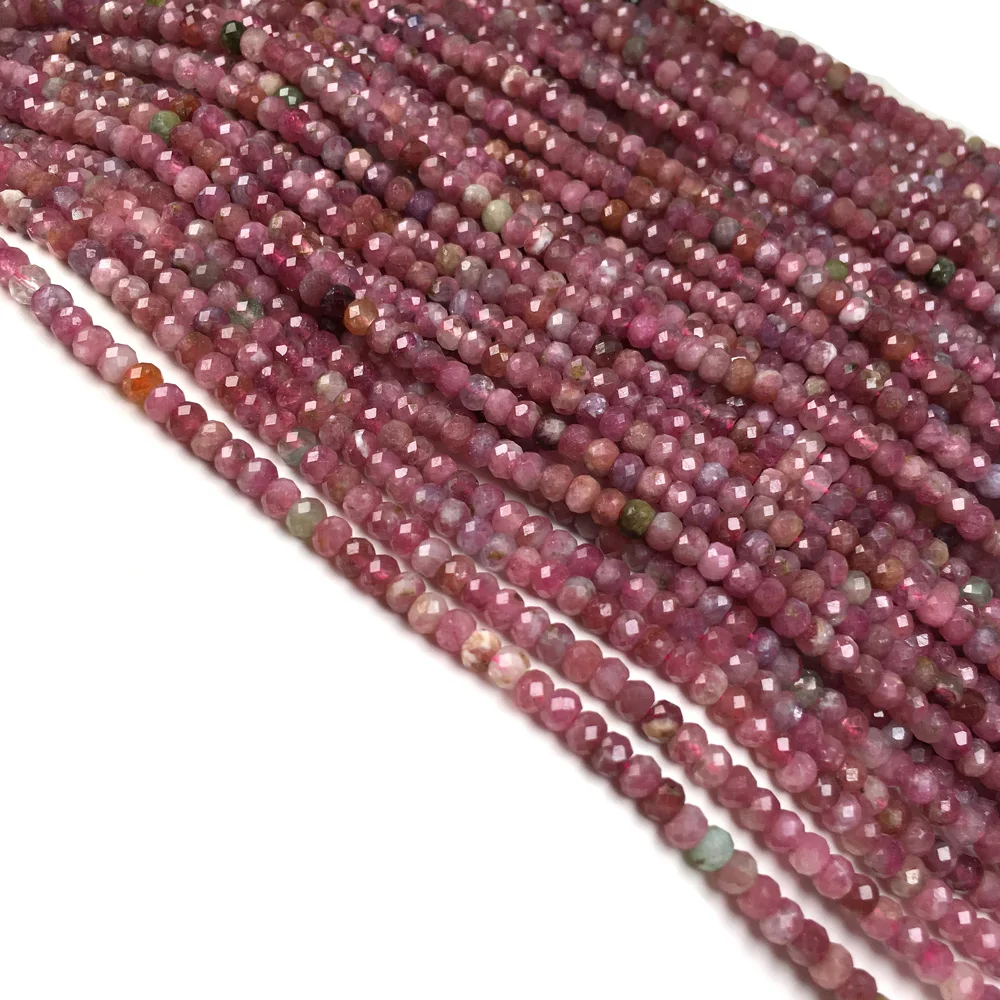 Граненый красный турмалин из натурального камня маленькие бусины с отверстием