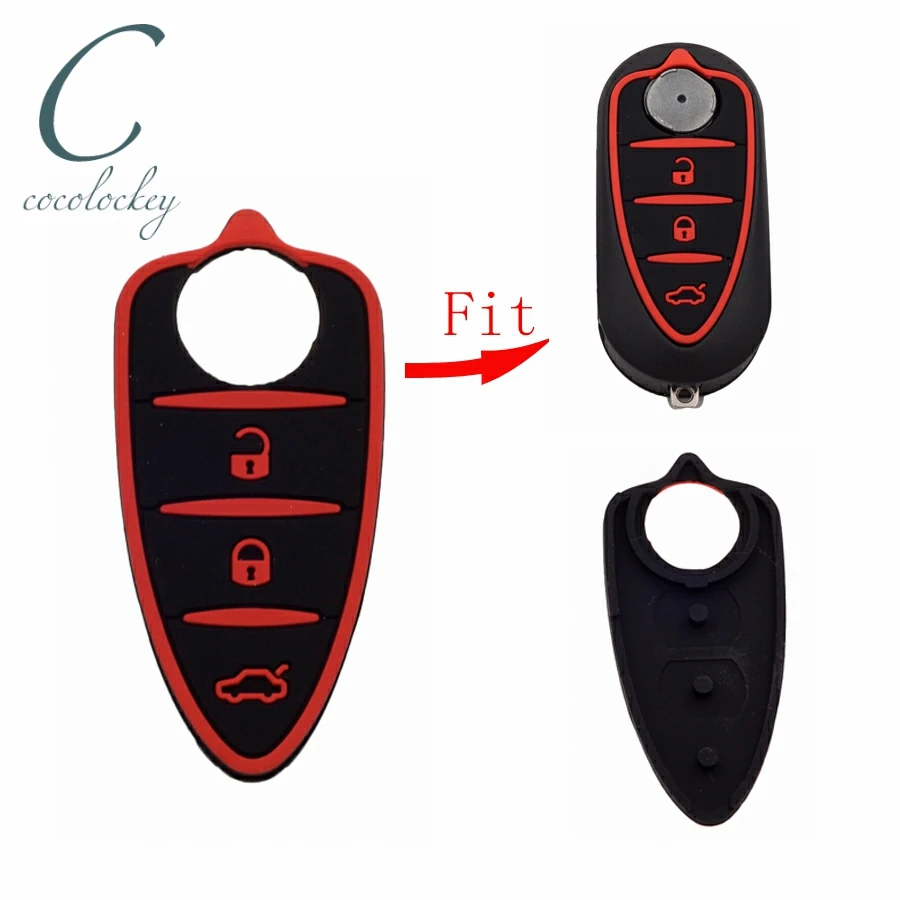 Cocolockey силиконовый резиновый коврик для ключей пригодный Alfa Romeo Giulietta 159 GTA 3 кнопки