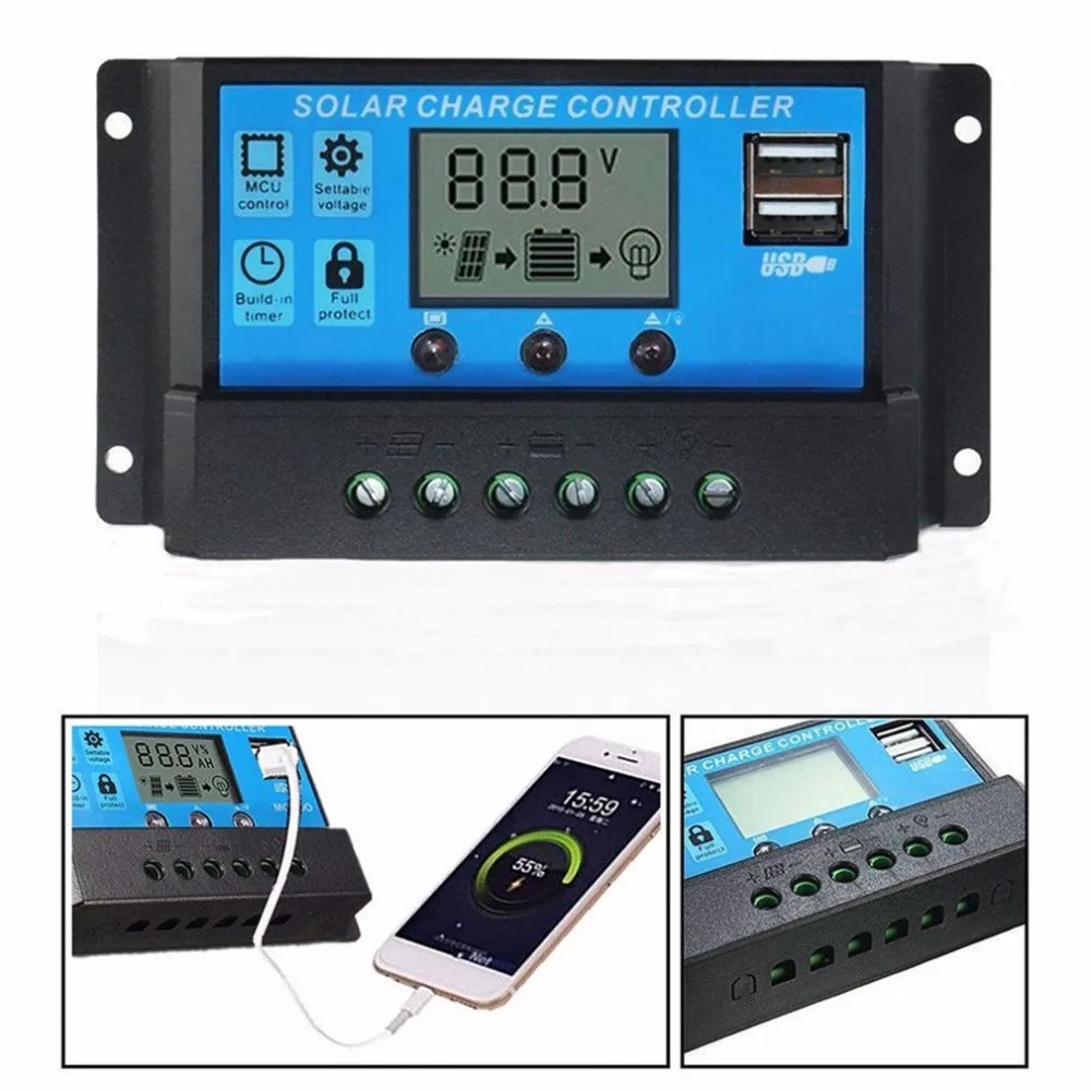 Marforest за максимальной точкой мощности Солнечный Контроллер заряда 12V 24V 50A 40A 30A 20A
