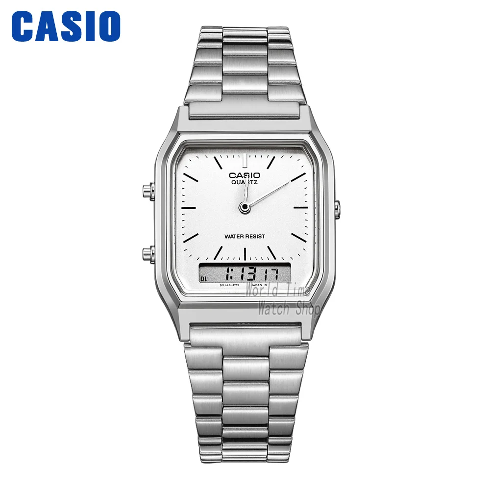 AQ230A7D Casio часы золотые часы мужчины лучший бренд класса люкс двойной дисплей водонепроницаемые кварцевые цифровые мужские часы спортивные военные наручные часы relogio masculino reloj hombre erkek kol saati montre homme - Цвет: AQ230A7D
