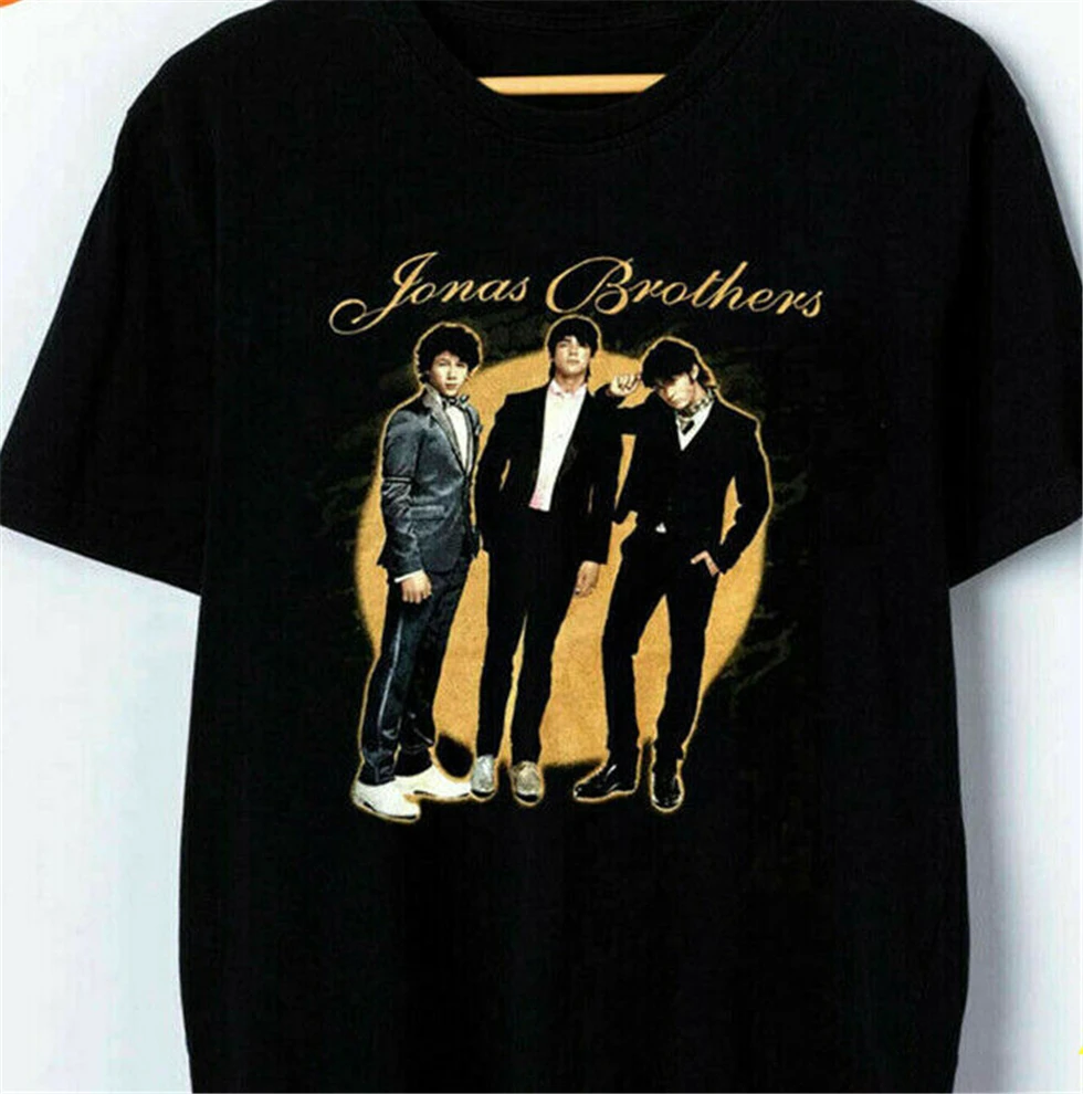 Jonas Brothers/концертная футболка с 2008 года черная хлопковая унисекс Специальная