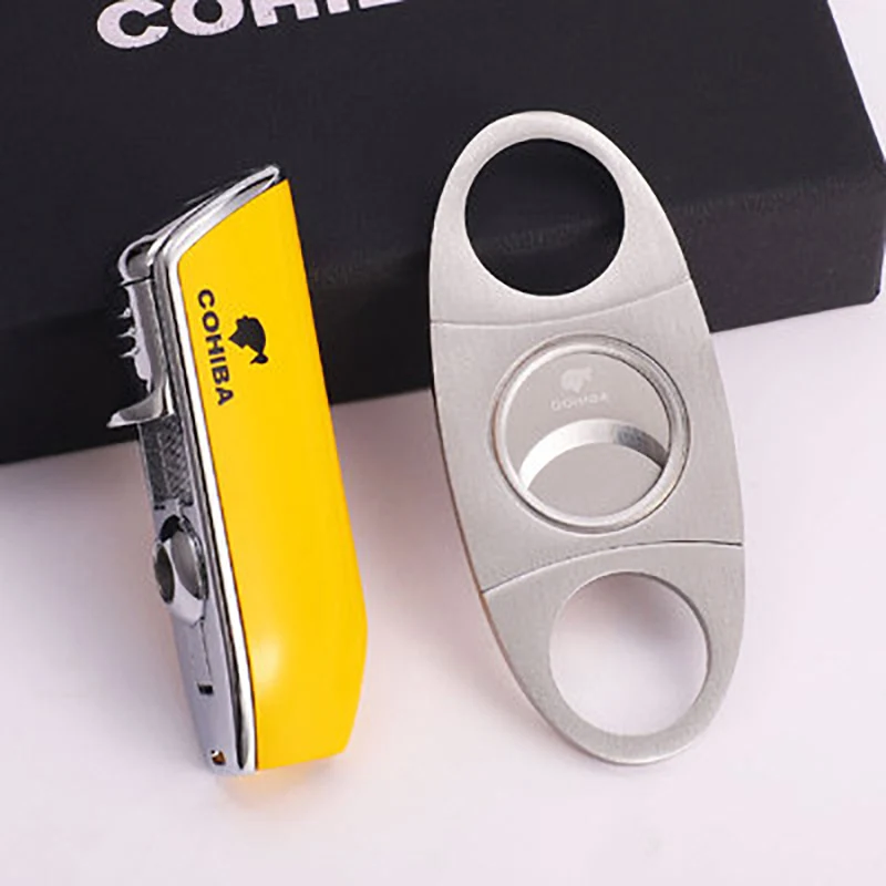 COHIBA зажигалка для сигар 3 струйный Факел Зажигалка из нержавеющей стали резак