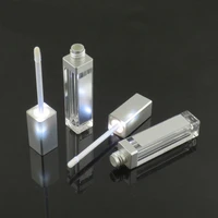 52050100pcs 8ml led light square gloss tube with silver black lid empty square cosmetic containers with mirror diy tool