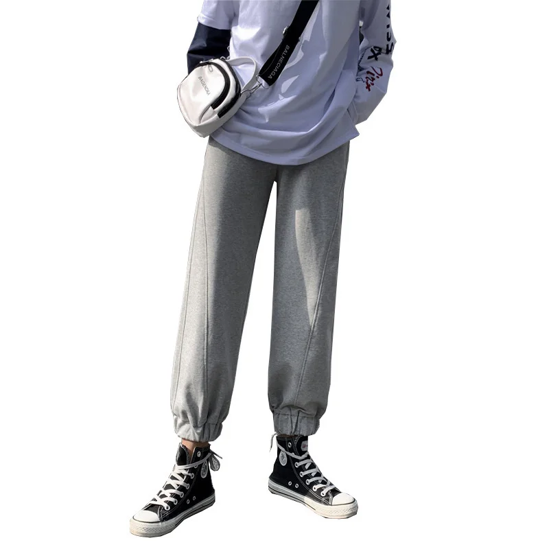 

2021 Spring Autumn New Casual Pants Drawstring High Waist Grey Leggings Harajuku Gothic Trousers Women Streetwear Sweatpants