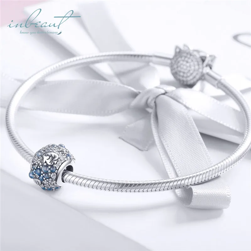 S925 серебро fit Pandora браслет милый морской бусины в виде рыбок 925 Синий Циркон подводная лодка коралловые Подвески для DIY ювелирные изделия подарок