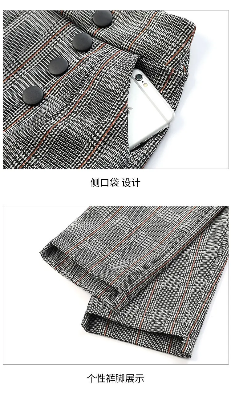 Брюки женские клетчатые с завышенной талией и карманами | Женская одежда