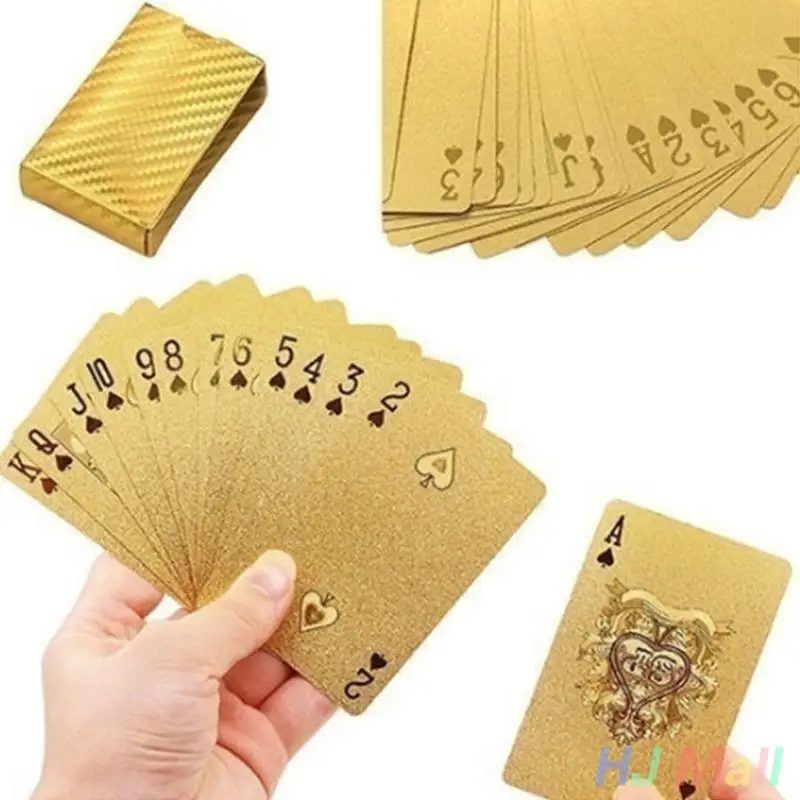 

Geometric Waterproof 24K Gold Foil Poker Playing Cards For Casino Party