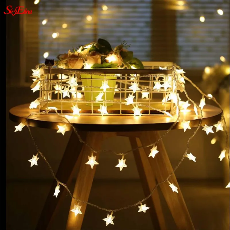 Светодиодная романтическая Рождественская гирлянда в виде звезд | Дом и сад