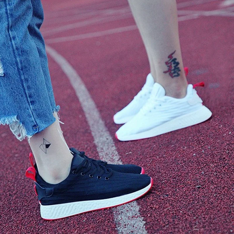 Женская мода четыре сезона пары кроссовки дышащие легкие плоские женские фитнес