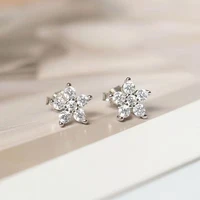 flowers small temperament stud earrings simple and exquisite shiny zircon s925 silver needle anti allergy diamond earrings pop