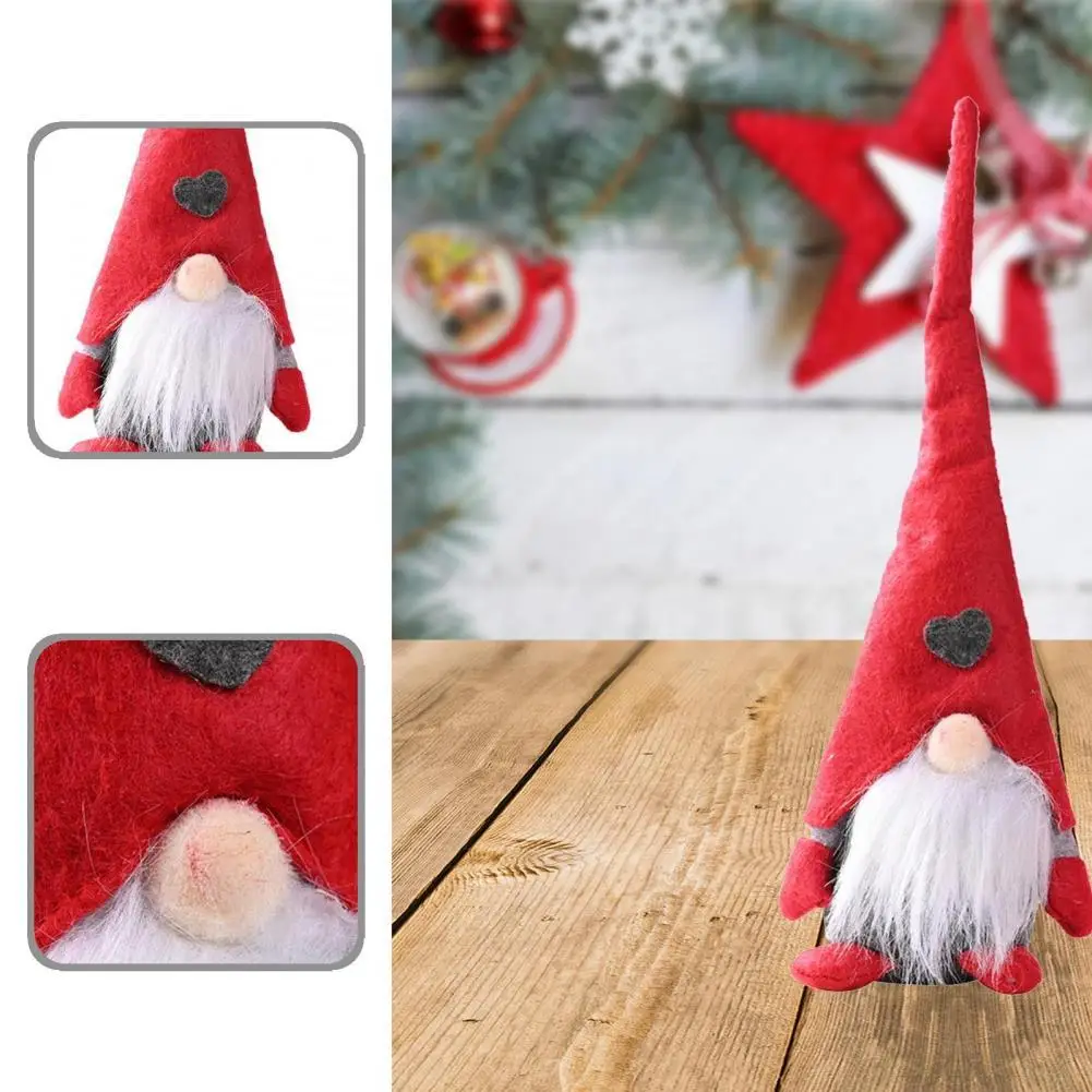 

Lightweight Non Woven Fabric Long Red Hat Heart Style Faceless Gnome Christmas Doll Toy for Home