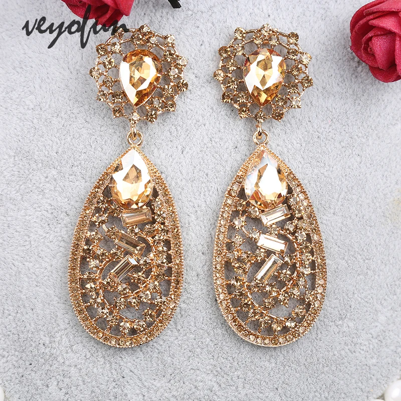 

Veyofun Luxury Rhinestone Drop Earrings Fashion Crystal Hollow out Dangle Earrings Accessories for Women Jewelry