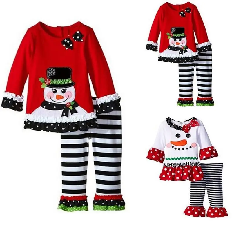 

Infant Girl Autumn 2pcs Sets Cute Baby Christmas Striped Costumes Birthday Party Cosplay Gifts