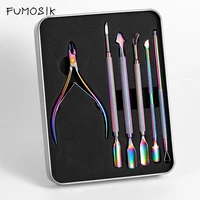 1 box nail cuticle pusher tweezer dead skin remover clipper colorful stainless steel trimmer plier edge cutter nail art tool