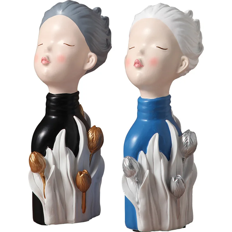 

Nordic style cute girl statue, resin modern art sculpture, home living room decoration, wedding gift souvenir free delivery