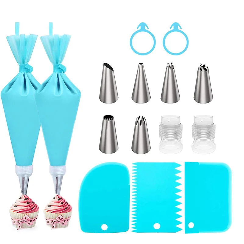 

15/17 шт. силиконовый мешок для украшения, Набор кондитерских мешков для крема, Аксессуары для выпечки «сделай сам» насадка для декорирования ...