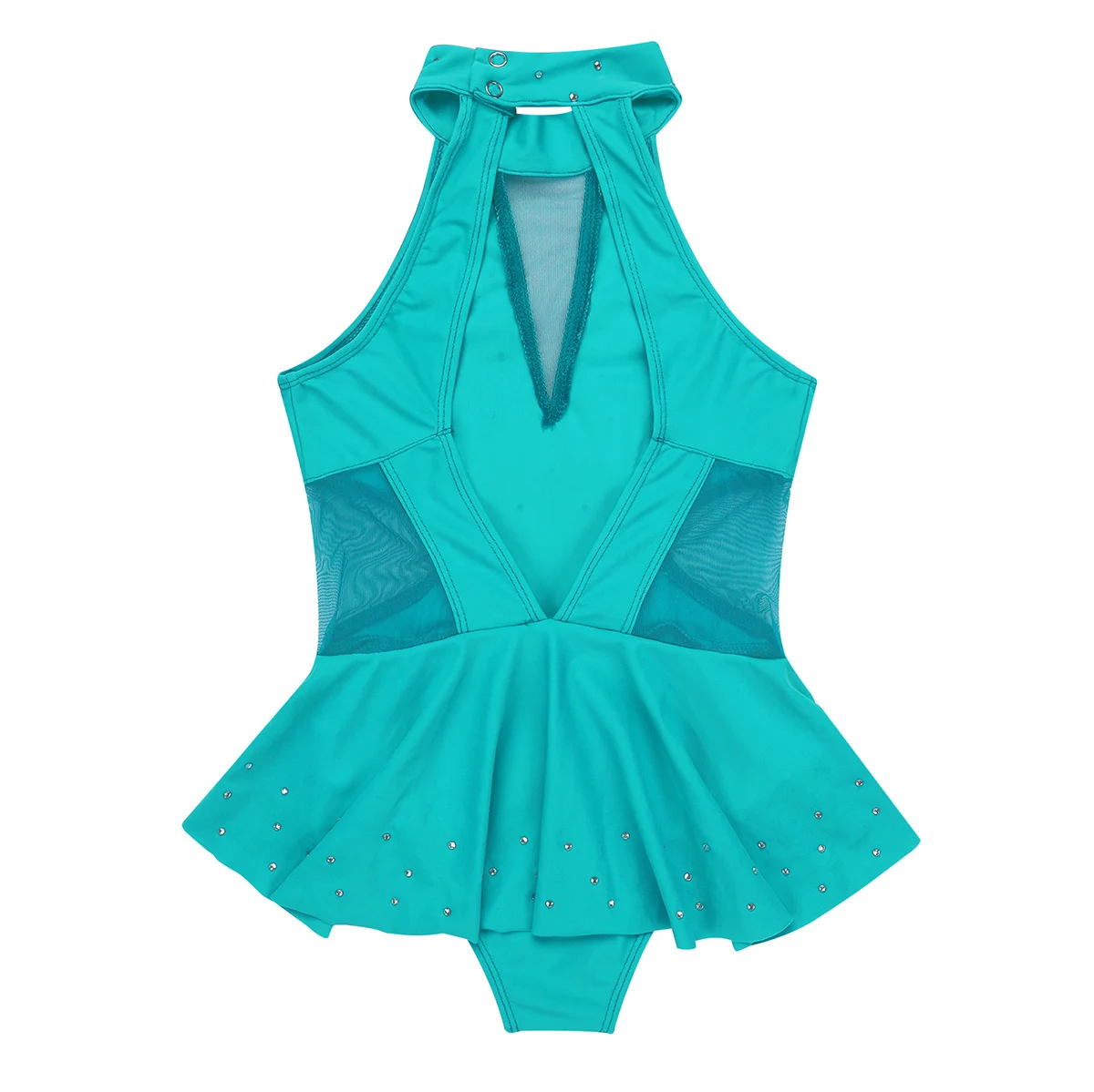 Kids Girls Gymnastic Leotard Shiny Glitter Mesh Splice Ballet Dance Dress for Modern Contemporary Ballroom Stage Performance