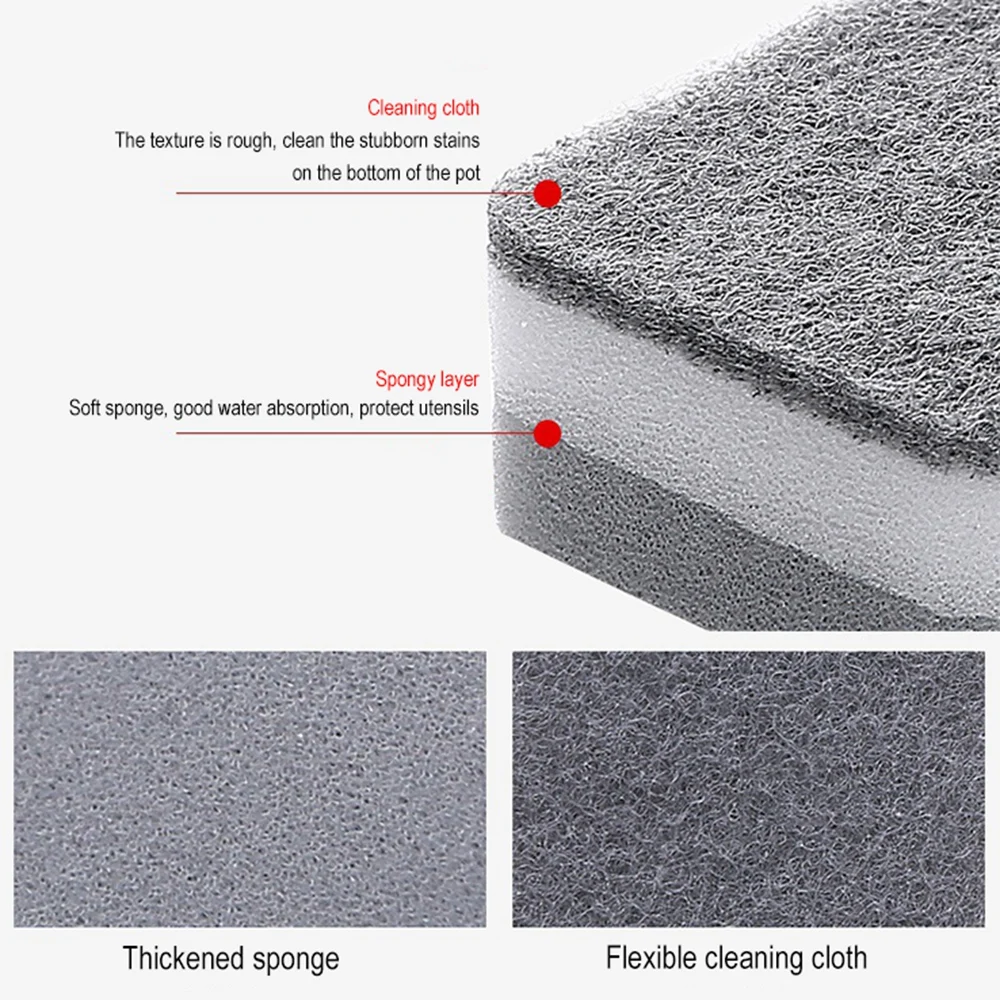 

Dishwashing Sponge Scouring Pad Dish Cloth Kitchen Double-sided Cleaning Brush Pot Dishwashing Artifact Dishwashing Sponge