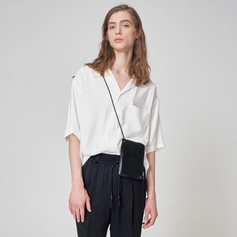 Мужская рубашка с коротким рукавом супер Свободная драпировка оверсайз | одежда