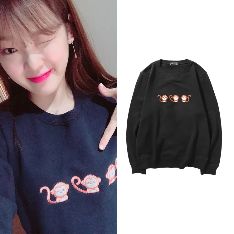 Kpop Oh my Girl SeungHee мультфильм печати с длинным рукавом толстовки Ins супер Топы пламя