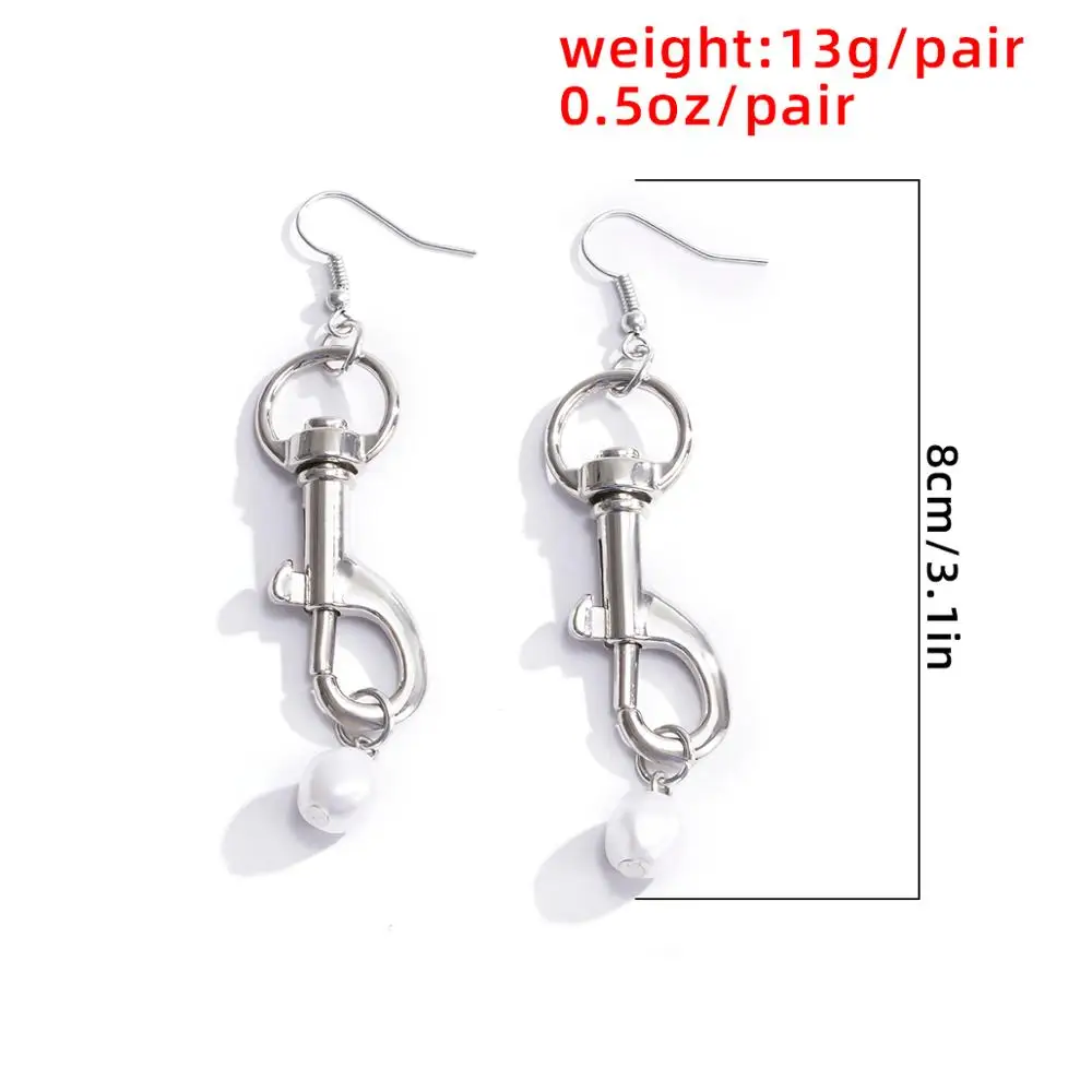 

Salircon Key Chain Imitation Pearl Drop Earring Pendants Korean Fashion Hanging Dangle Hoop Earrings for Women Jewelry 2021 Gift