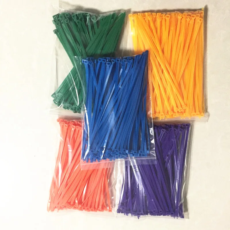 Самоблокирующиеся Нейлоновые кабельные стяжки 100 8 цветов 5x200 мм белый черный