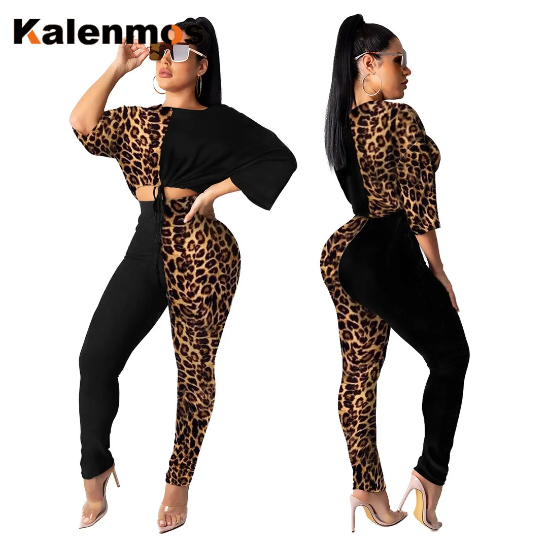 Спортивный костюм женский из двух предметов свитшот с длинным рукавом и принтом