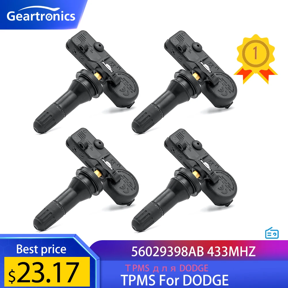 Системы мониторинга давления в шинах DODGE CHRYSLER TPMS, 4 шт., 56029398AB 433 МГц, датчик давления в шинах TPMS для JEEP и FIAT - изображение