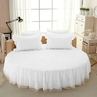 round bed fitted sheet cotton quilted bedspread non slip mattress cover hotel home romantic bed sheet bed skirts with pillowcase