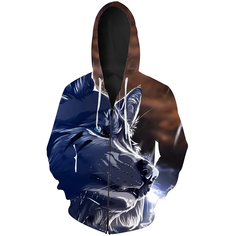 Повседневная мужская толстовка с капюшоном на молнии рисунком красного кота из