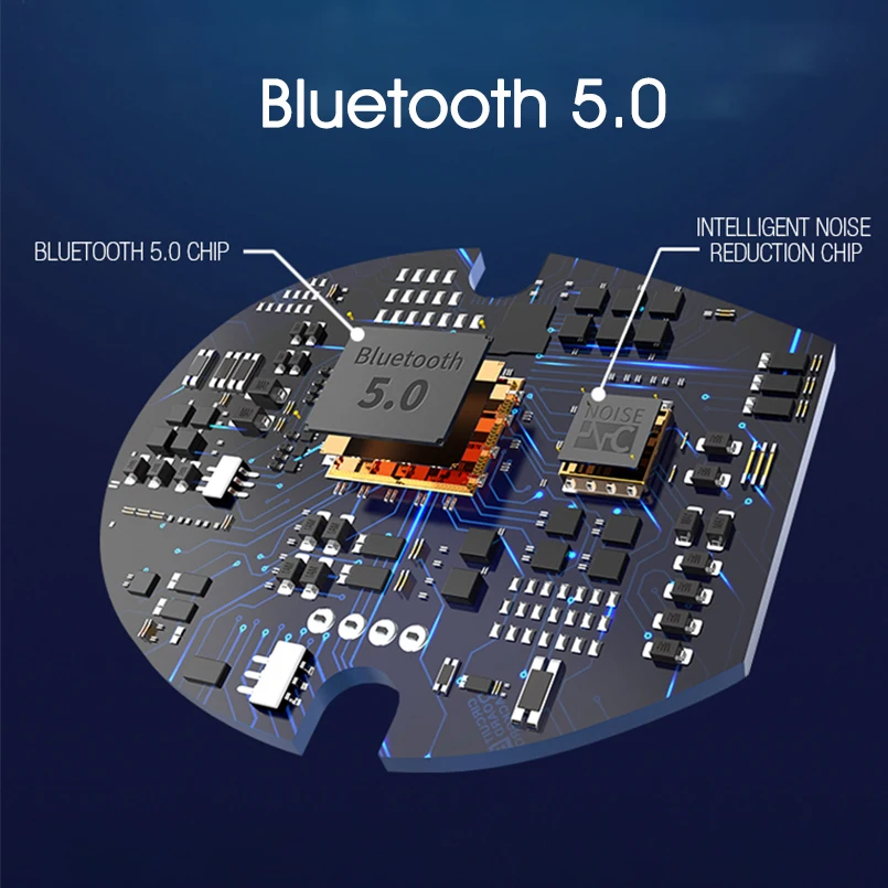 Наушники OKEPOO Bluetooth 5,0, 3D стерео беспроводные наушники с микрофоном, сенсорное управление, портативная зарядка 400 мАч