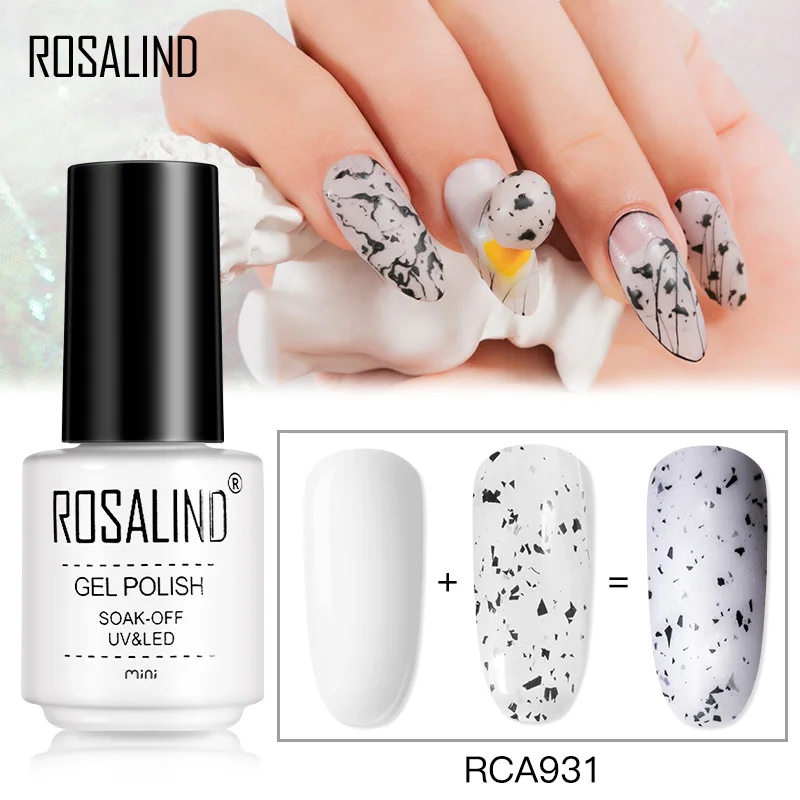 Rosalindl Nail Eggshell Nail Polish Set Soak Off Transparent Semi Permanent Need UV/LED Lamp Nail Egg Gel With Any Color Base