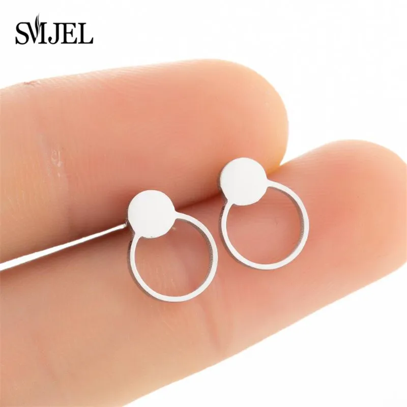 

Stainless Steel Geometric Earrings for Women Fashion Punk Circle Triangle Earrings Star Jewelry Black Earings Bee