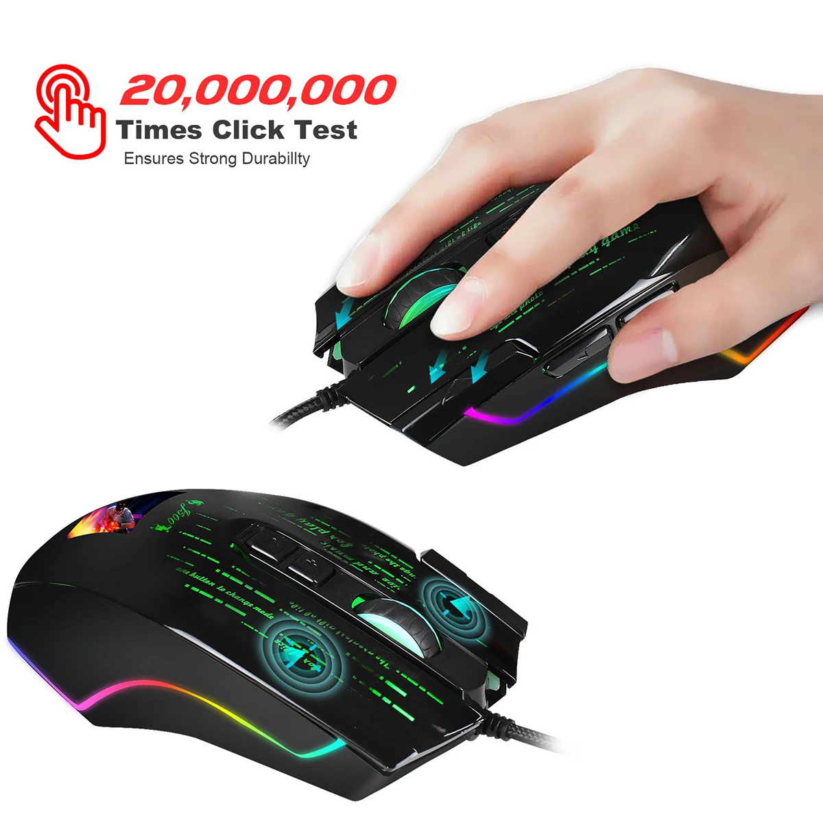 

Professional Gaming Mouse with Screen Display 6400DPI RGB Backlight USB Game Mouse for Desktop Laptop PC Gamer