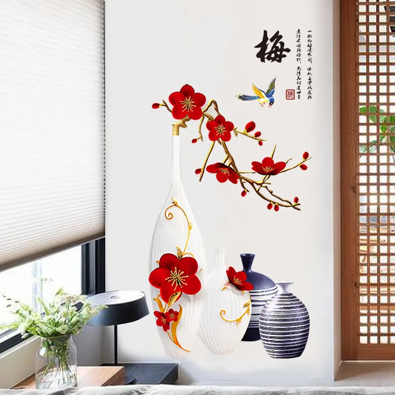 Китайский стиль цветок сливы ВИНТАЖНЫЙ ПЛАКАТ виниловая наклейка на стену