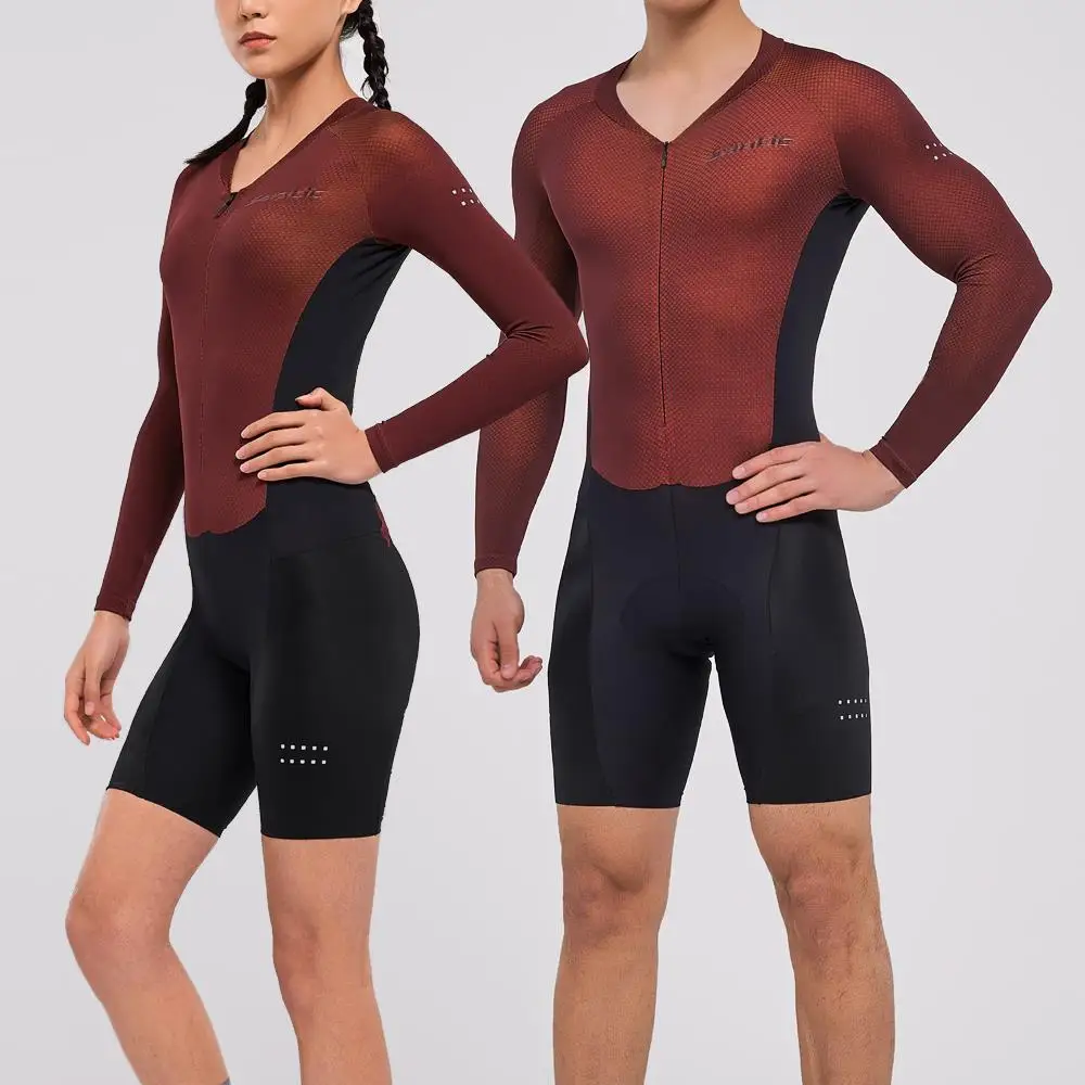 

Santic Men Women's Triathlon Cycling Jersey Set Long Sleeve Pro Team Jumpsuit Bike Jersey Set 2021 Summer Bicycle Race Skinsuit
