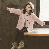 girls babys coat jacket outwear pink retro thicken winter plus velvet warm fleece sport cotton outfits%c2%a0childrens clothing