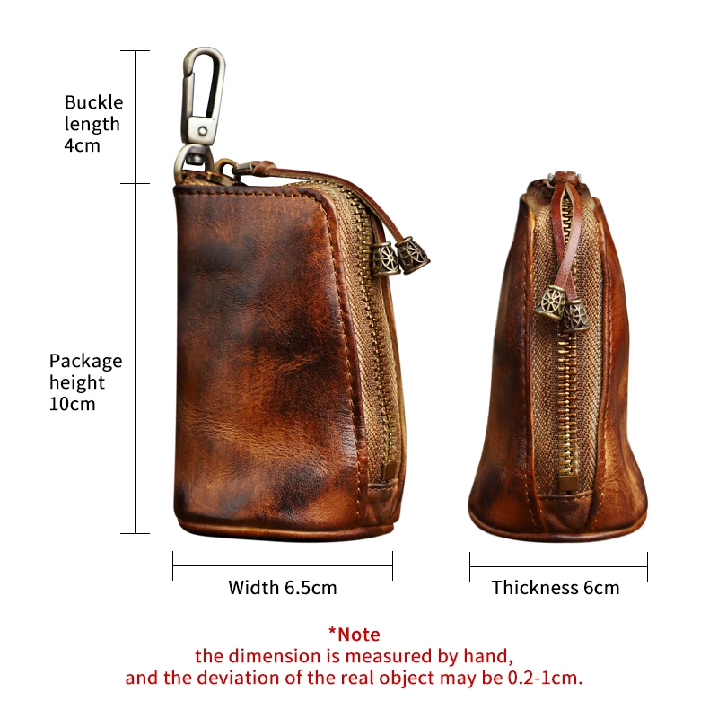 Brand New Men's Cowhide Leather Zipper Purse Bag Retro Car Key Wallets Fashion Multi-functional Housekeeper Holders