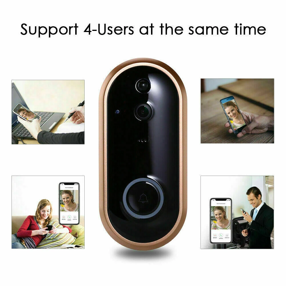 1080P видео кольцевой дверной звонок Камера Смарт WI FI внутренняя с ИК запись