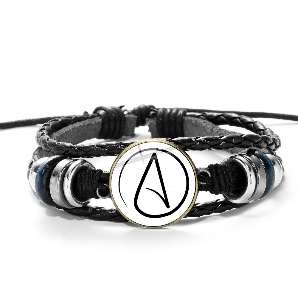 Модные атеист атеизм знак кожаный браслет для мужчин 11 видов стилей ручной
