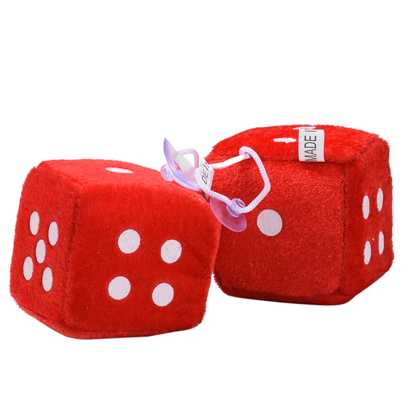 Red Одна пара пушистых игральных костей в горошек зеркало заднего вида подвесные украшения аксессуары для стайлинга автомобилей украшения аксессуары Подарки - Название цвета: Red