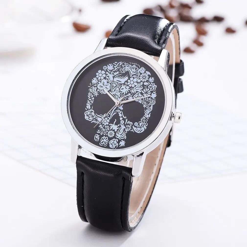 

New Skull Head Pattern Quartz Wristwatches Women Simple Fashion Hours Watch Luxury Female Leather Belt Woman Watches Latest