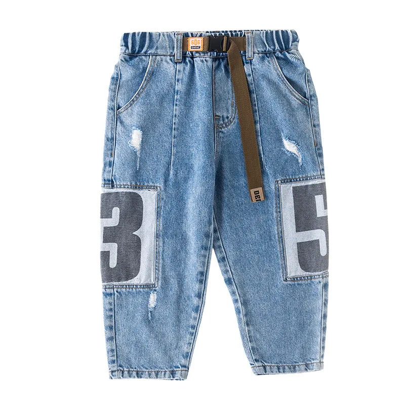 

LucaLucky 2021 Spring Novelty Jeans Pants Baby Big Boys Clothes Kids Letter Big Pocket Pant Children Denim Trousers Age 4-16Year