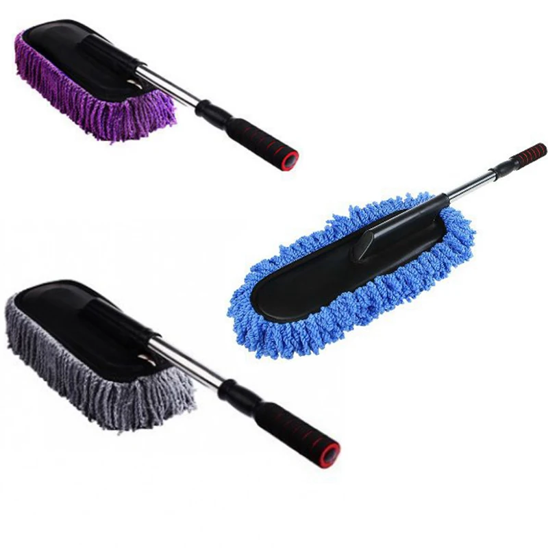 

Car Wash Cleaning Brush Duster Dust Wax Mop Microfiber Telescoping Dusting Tool With Adjustable Long Handle Blue