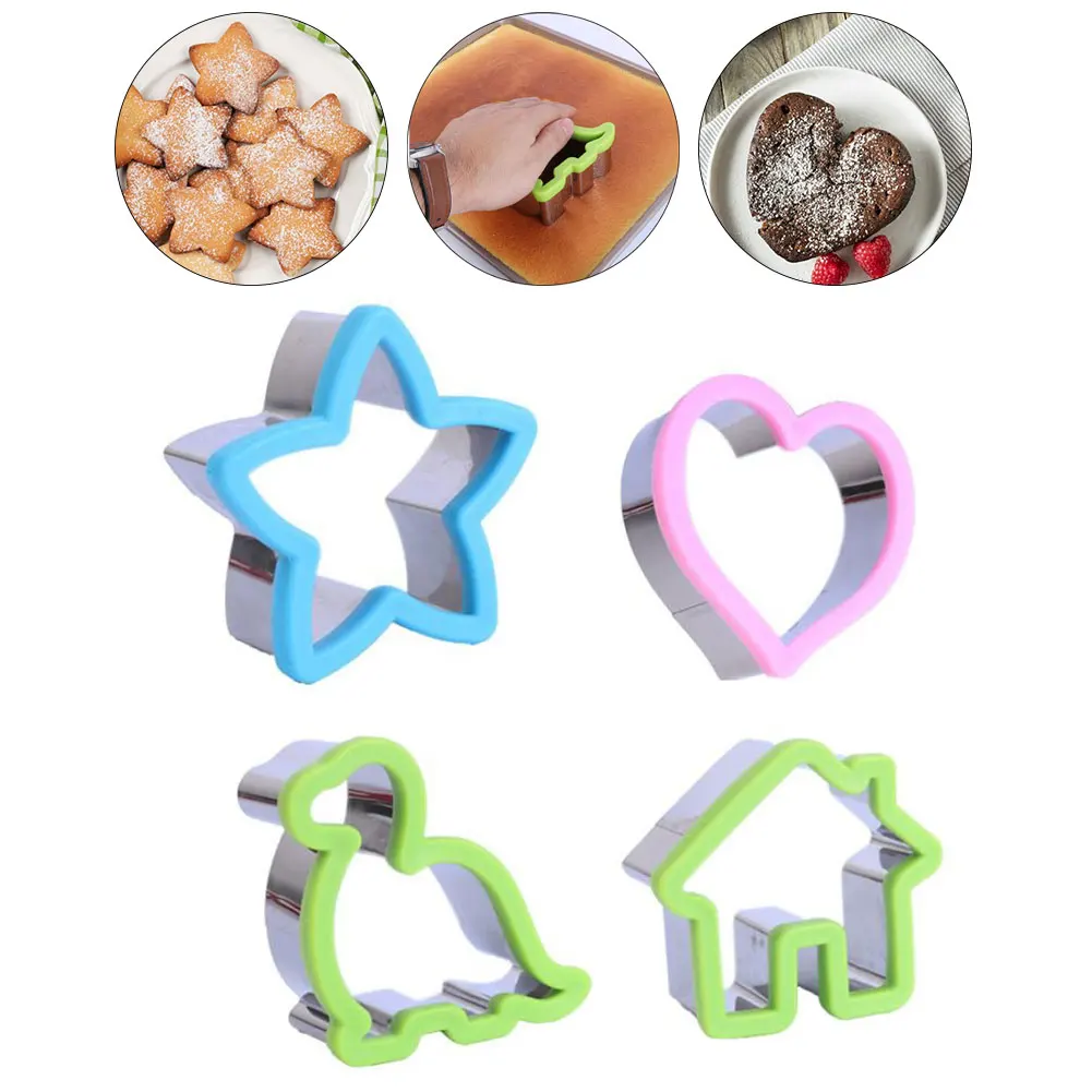 

Sandwich Mold Dinosaur Star Heart House Shape Stainless Steel Bread Mould Cute Sandwich Mould Metal Cookie Cutters Mold 4PCS