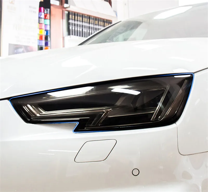 Колпаки для фар черные дымчатые AUDI 2009 2010 2017 2018 2019 прозрачная пленка
