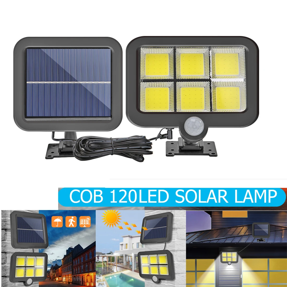 56/100/120led COB светильник на солнечной батарее уличный ing PIR датчик движения