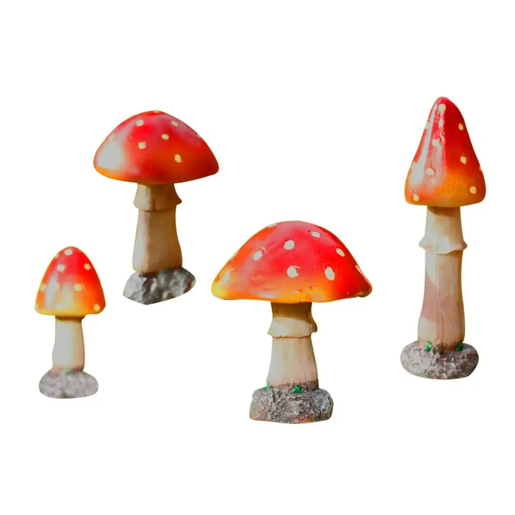

4pcs Red Fairy Garden Toadstool Miniature Mushroom Ornaments Mushroom Decoration Kindergarten And Garden Yard Fairy Tale Garden